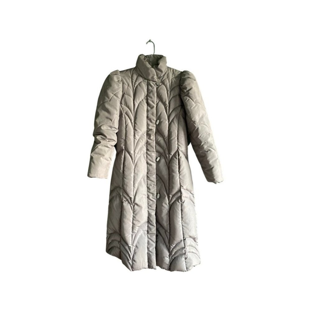 Small | 6|8|  Vintage 80's Silver Gray Duck Down Puffer Trench Coat